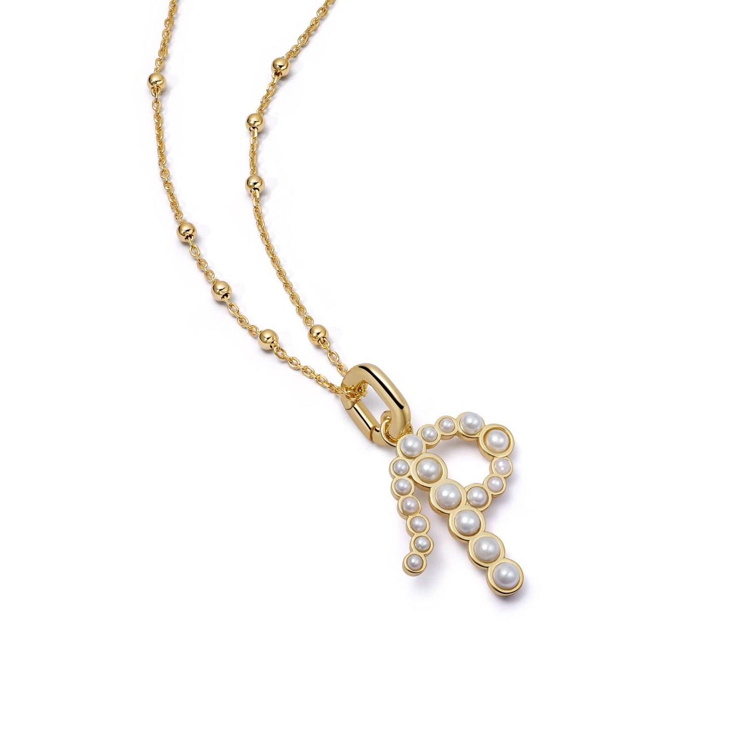 Pearl Initial Charm Necklace 18ct Gold Plate