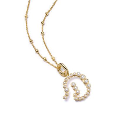 Pearl Initial Charm Necklace 18ct Gold Plate