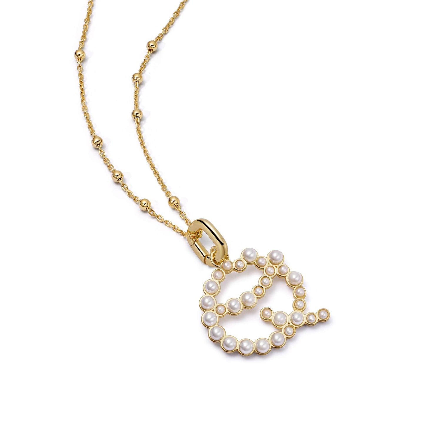 Pearl Initial Charm Necklace 18ct Gold Plate