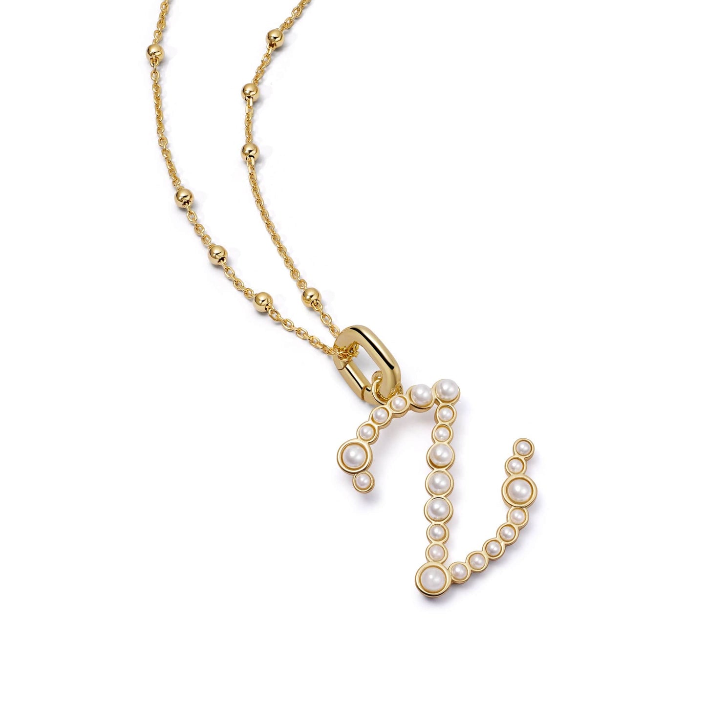 Pearl Initial Charm Necklace 18ct Gold Plate