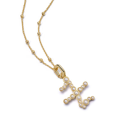 Pearl Initial Charm Necklace 18ct Gold Plate