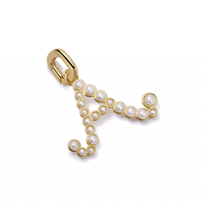 Pearl Initial Charm Pendant 18ct Gold Plate