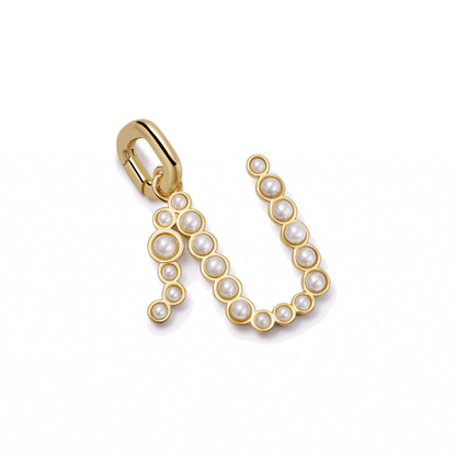 Pearl Initial Charm Pendant 18ct Gold Plate