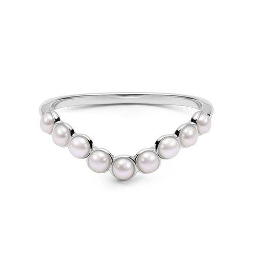 Pearl Wave Band Ring Sterling Silver