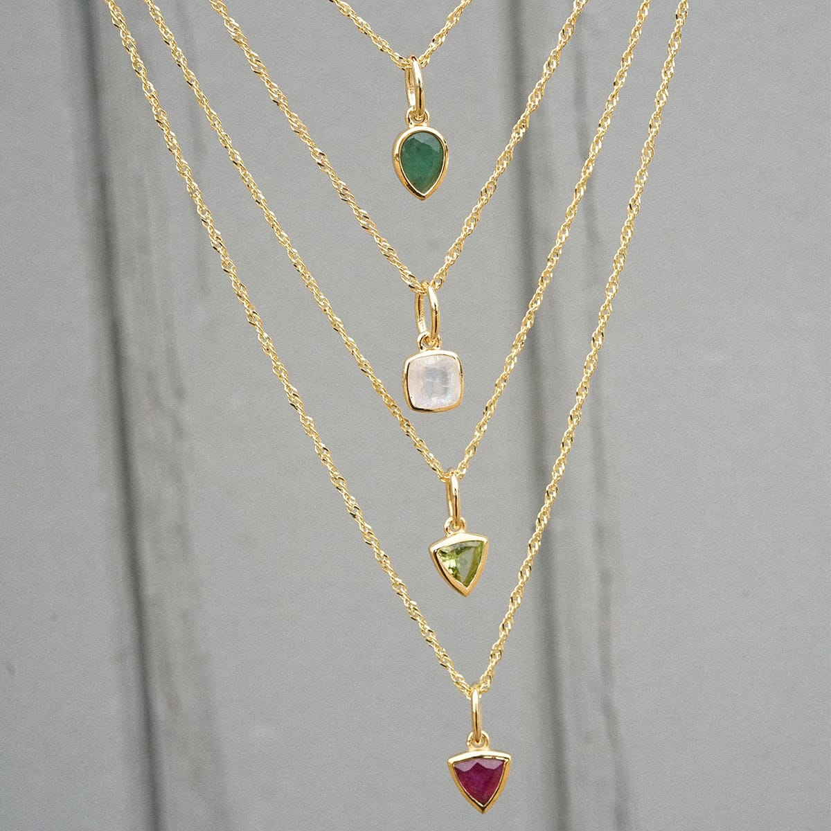 Peridot August Birthstone Charm Necklace 18ct Gold Plate