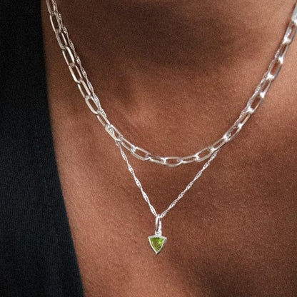 Peridot August Birthstone Charm Pendant Sterling Silver
