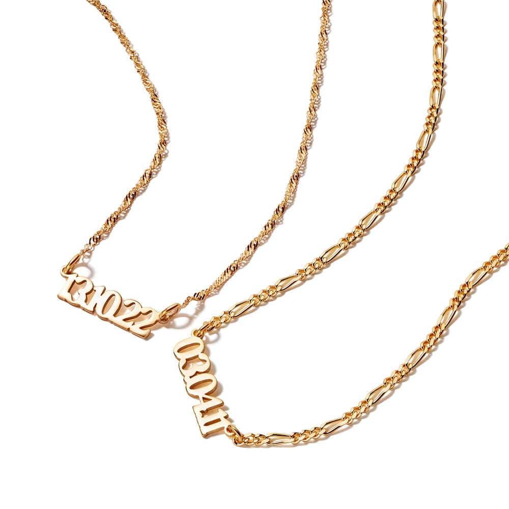 Personalised Date Necklace 18ct Gold Plate