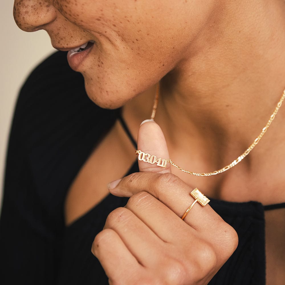 Personalised Date Necklace 18ct Gold Plate