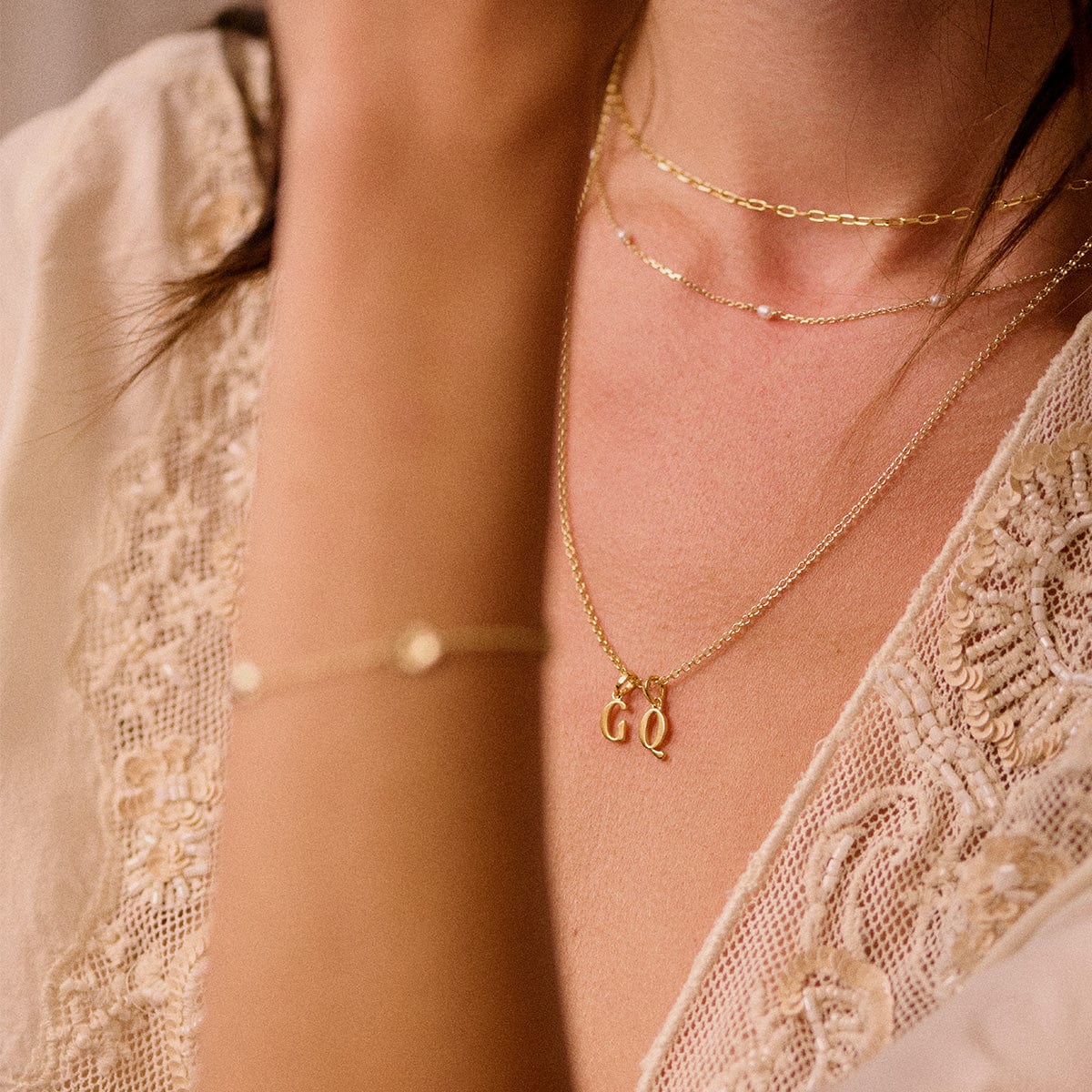 Personalised Initial Charm Pendant 18ct Gold Plate