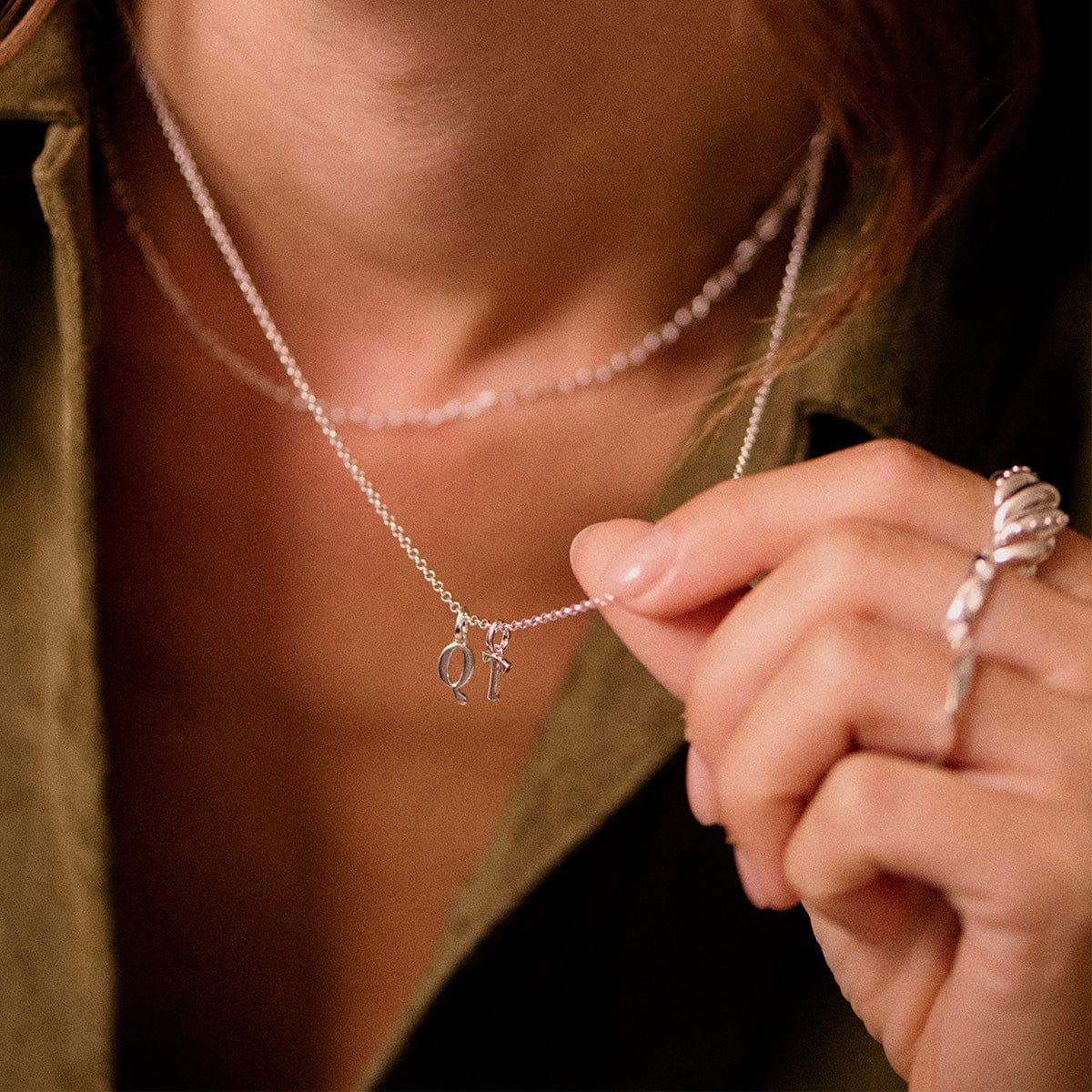 Personalised Initial Charm Pendant Sterling Silver