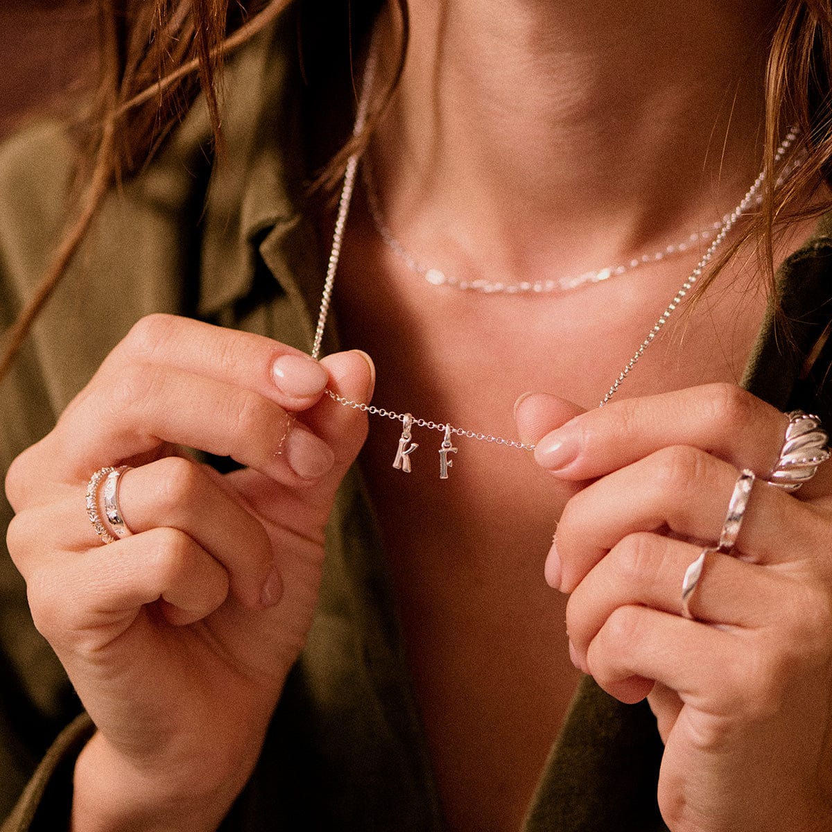 Personalised Initial Charm Pendant Sterling Silver