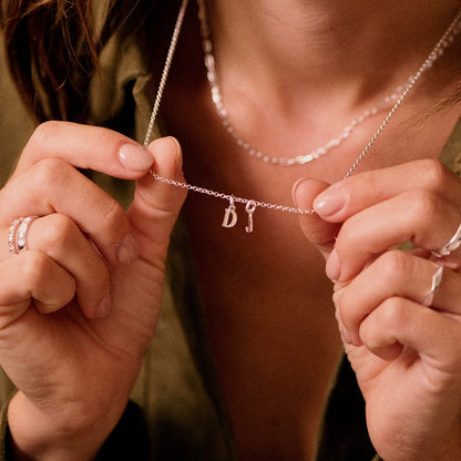 Personalised Initial Charm Pendant Sterling Silver