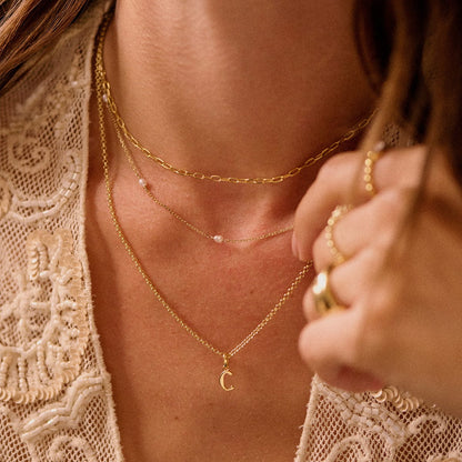 Personalised Initial Pendant Necklace 18ct Gold Plate