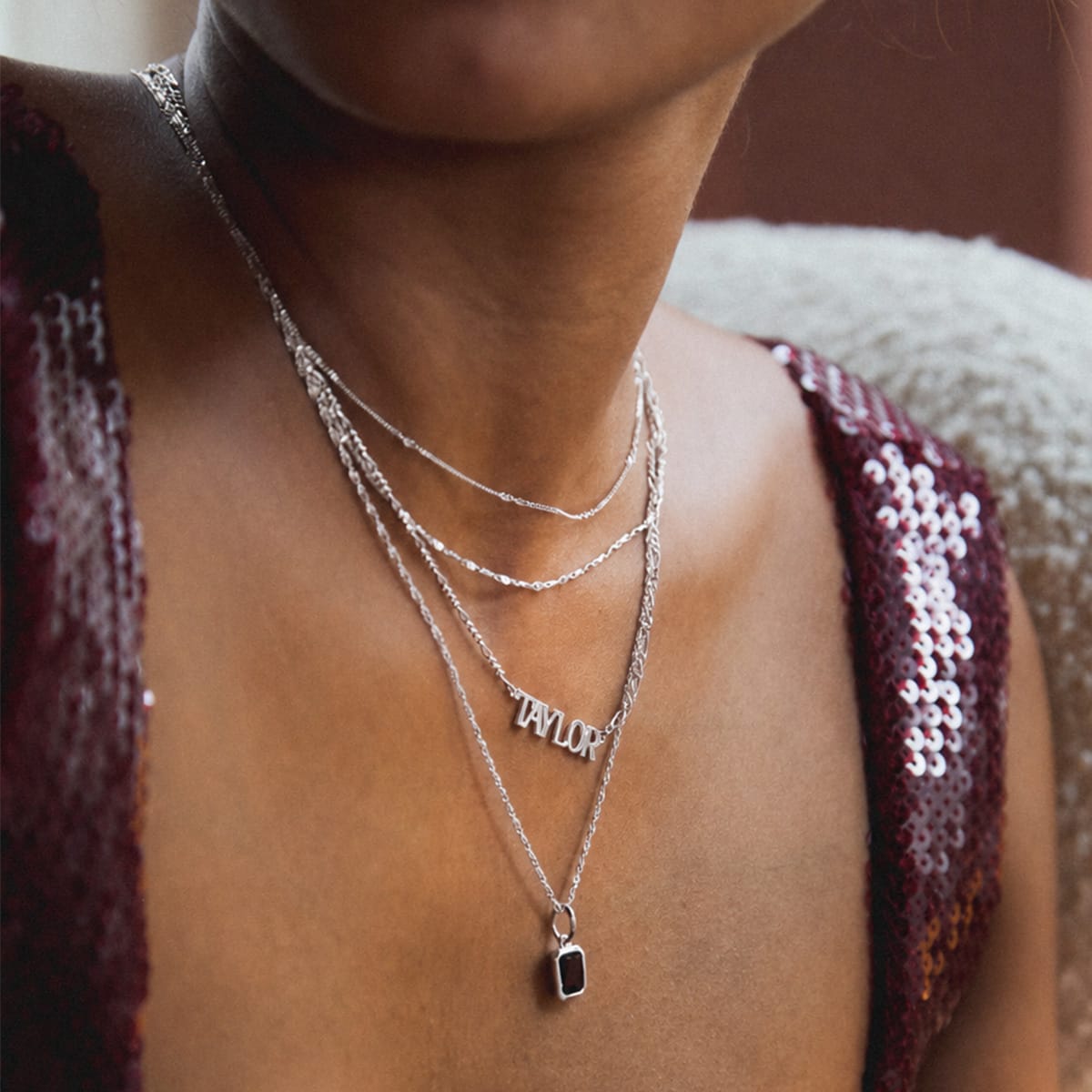 Personalised Name Necklace Silver Plate