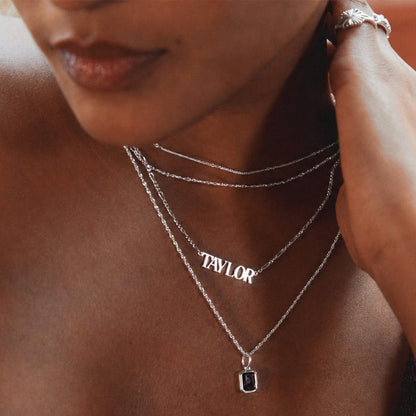 Personalised Name Necklace Silver Plate