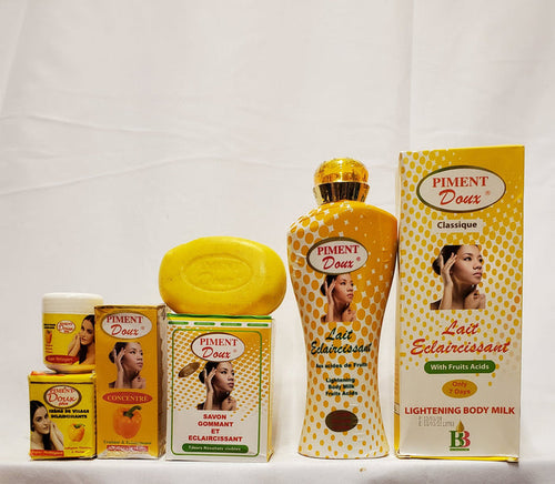 PIMENT DOUX EXFOLIATING AND LIGHTENING BODY LOTION + SOAP +SERUM +DARK SPOT REMOVER 4 PIC PIMENT DOUX