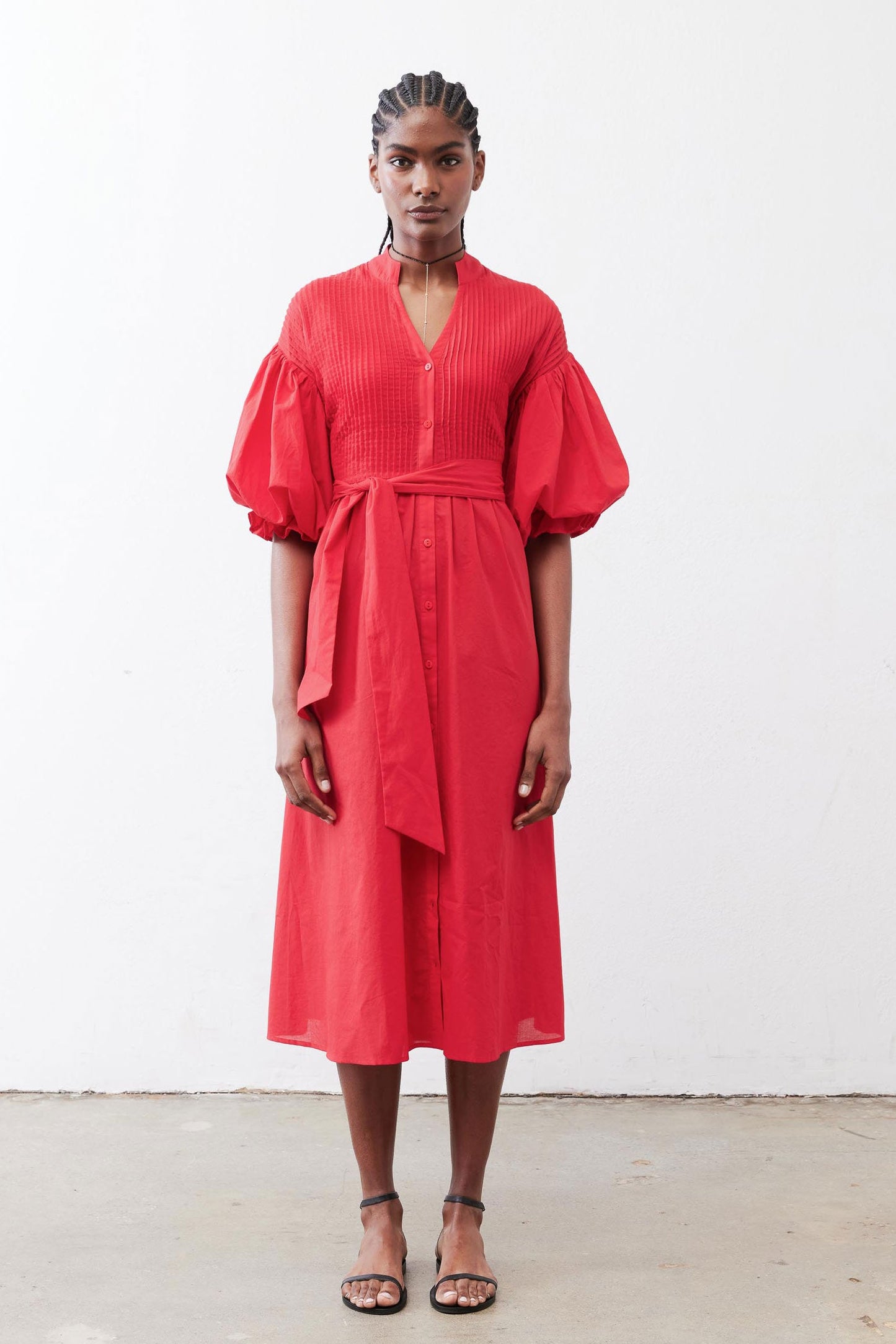 Pintuck Poplin Dress