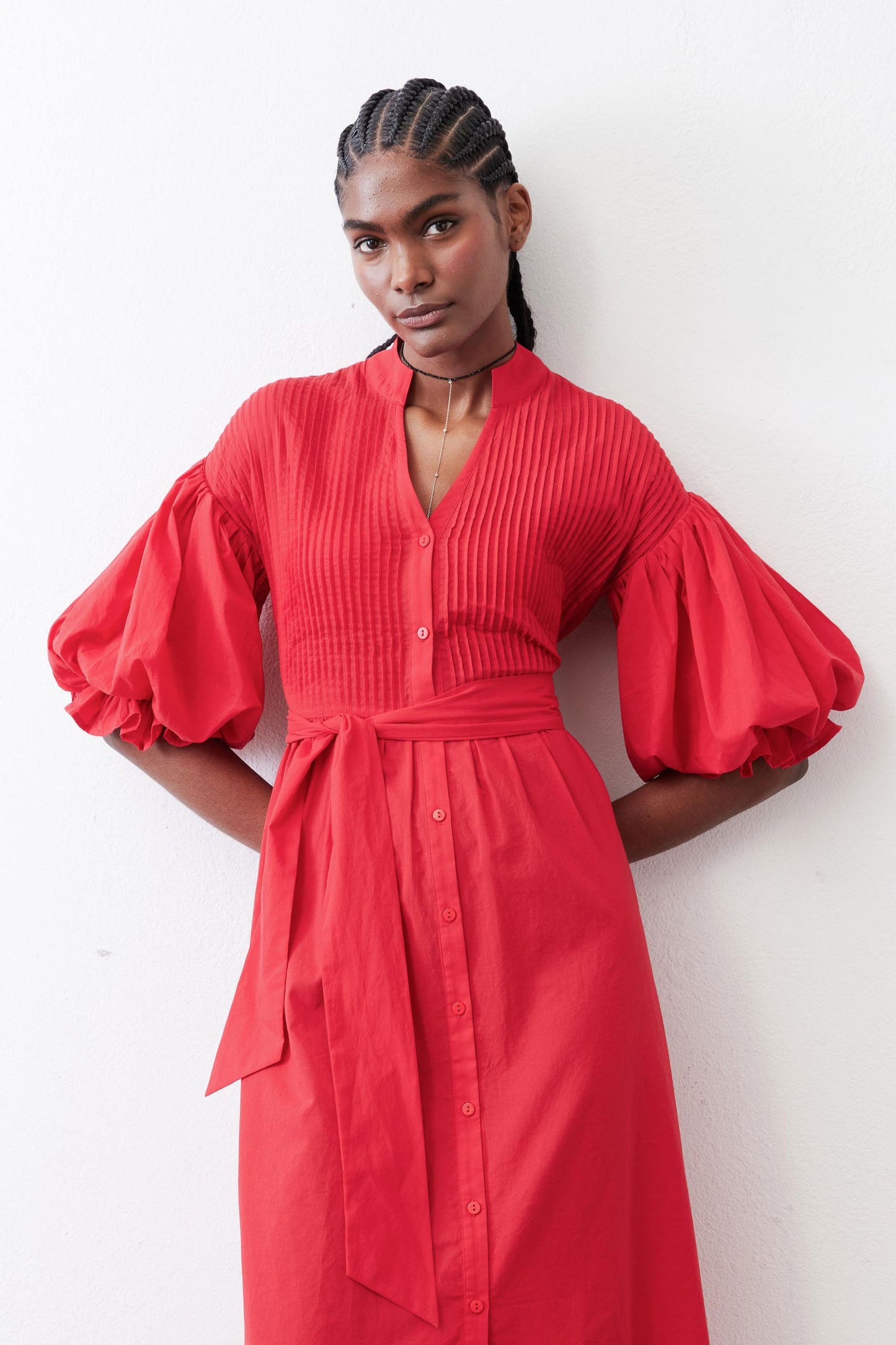 Pintuck Poplin Dress