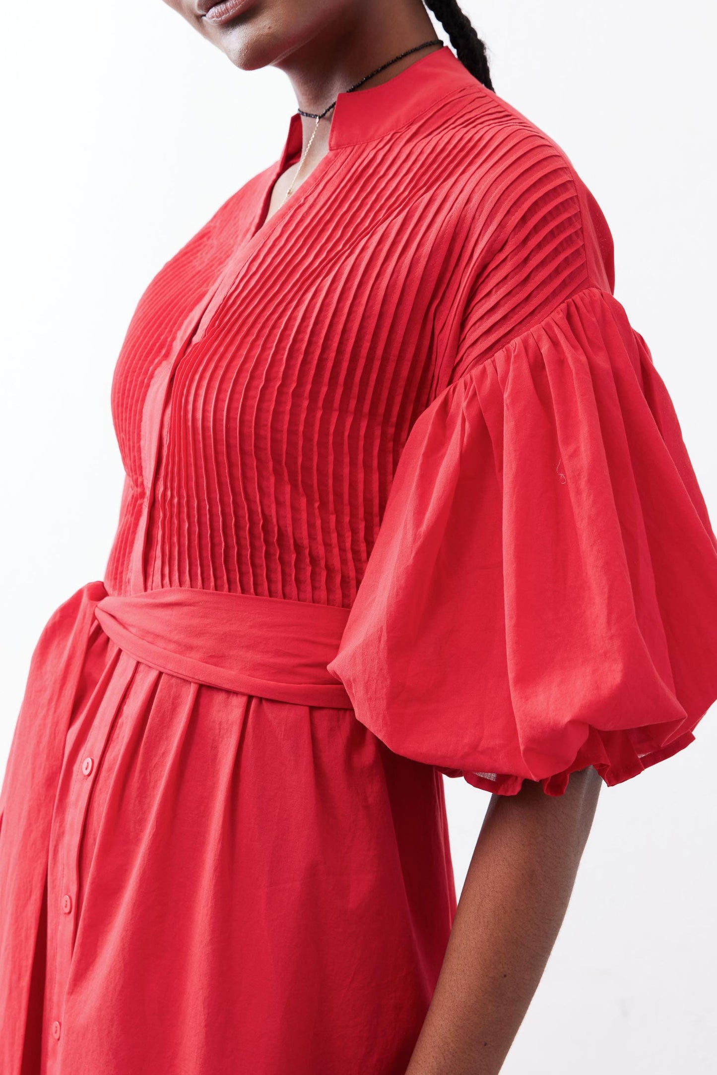 Pintuck Poplin Dress