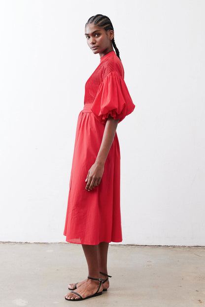 Pintuck Poplin Dress
