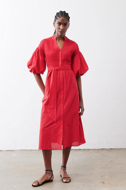 Pintuck Poplin Dress