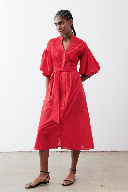 Pintuck Poplin Dress