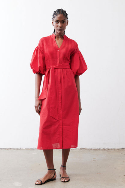 Pintuck Poplin Dress