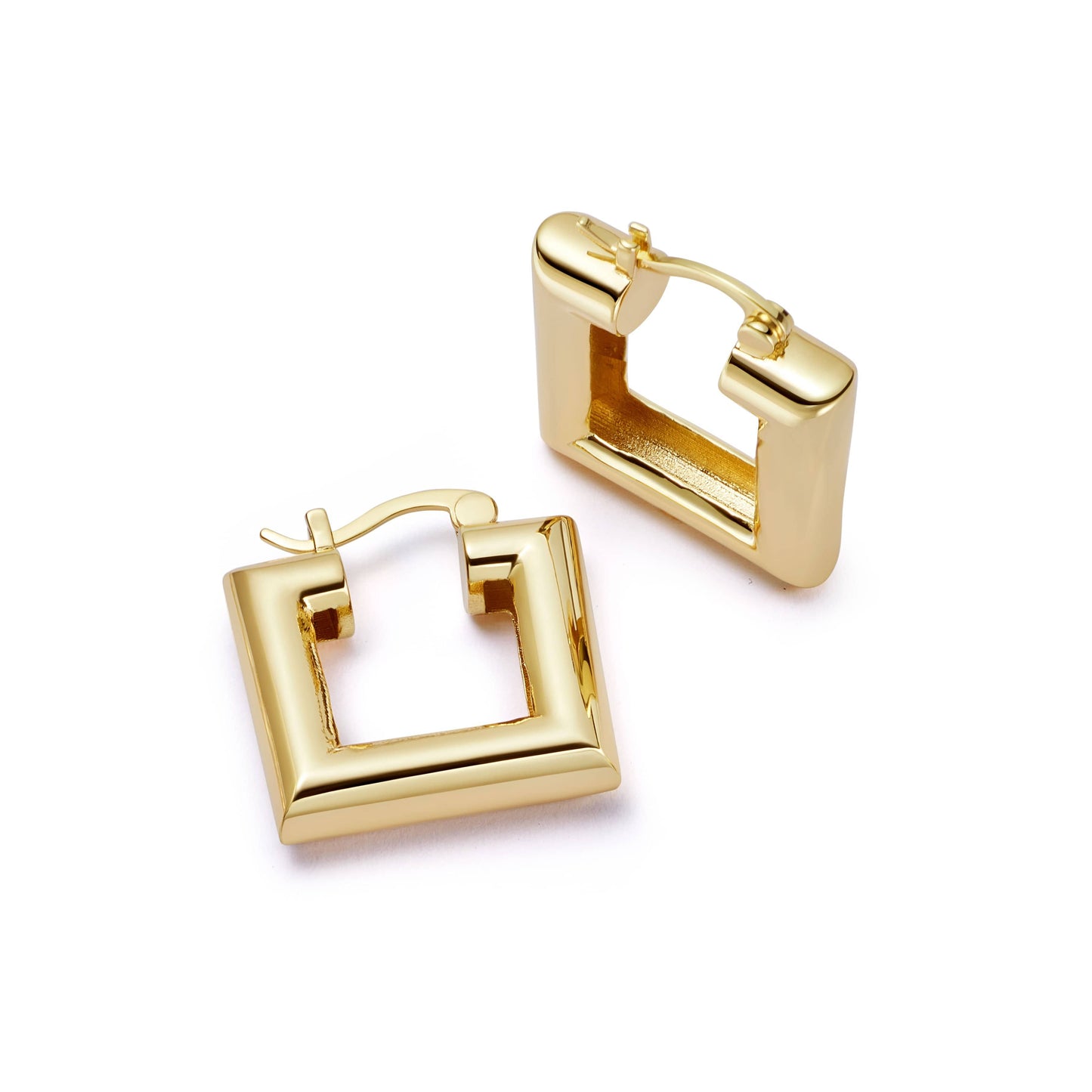 Polly Chubby Square Hoop Earrings 18ct Gold Plate