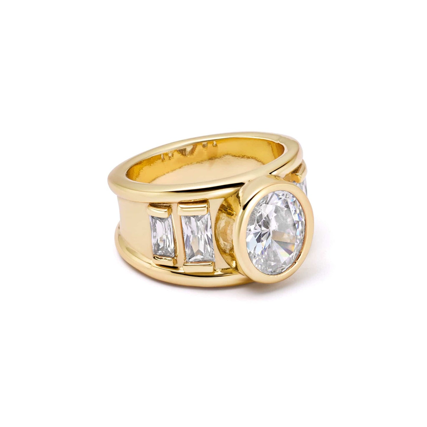 Polly Crystal Chunky Ring 18ct Gold Plate
