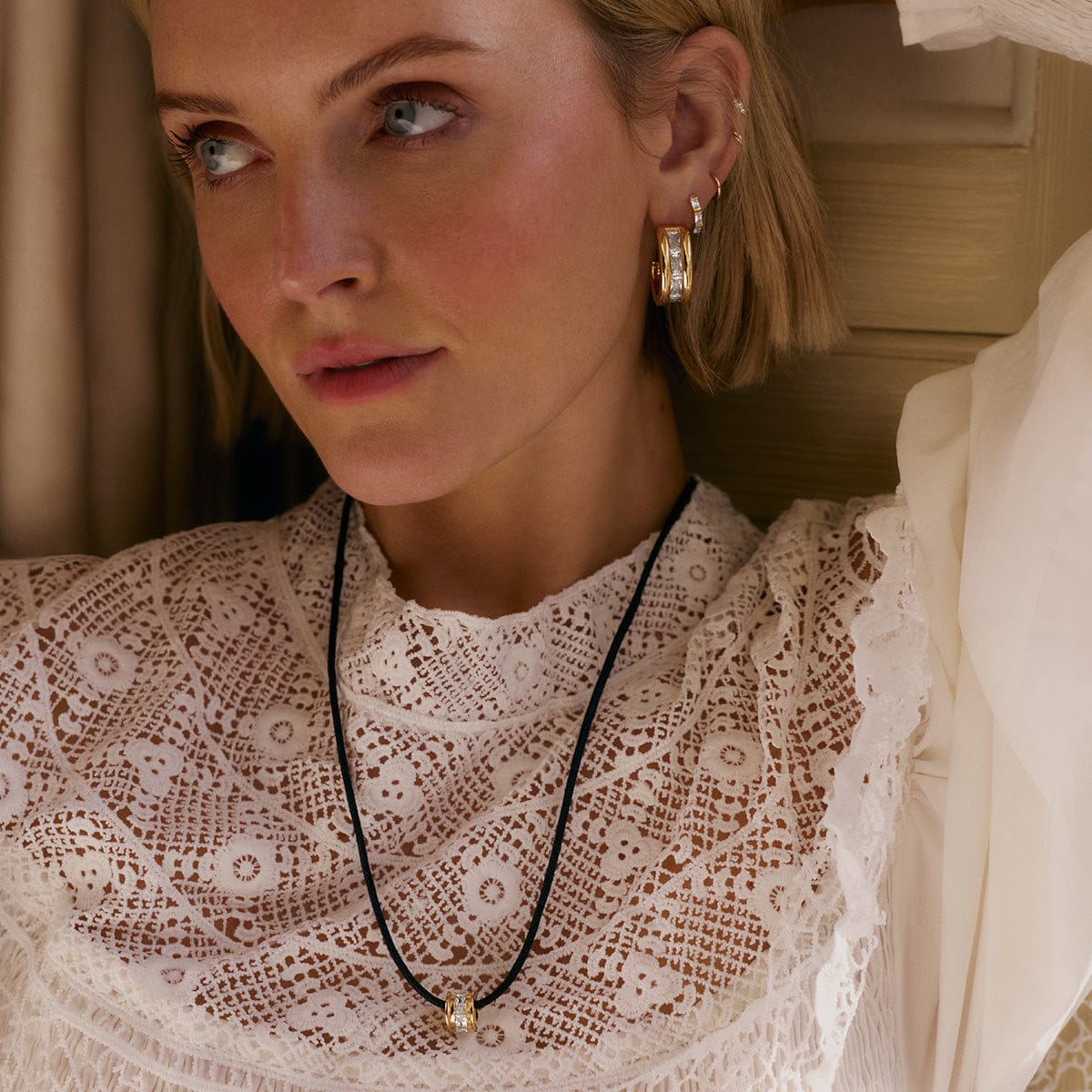 Polly Crystal Bead Cord Necklace 18ct Gold Plate