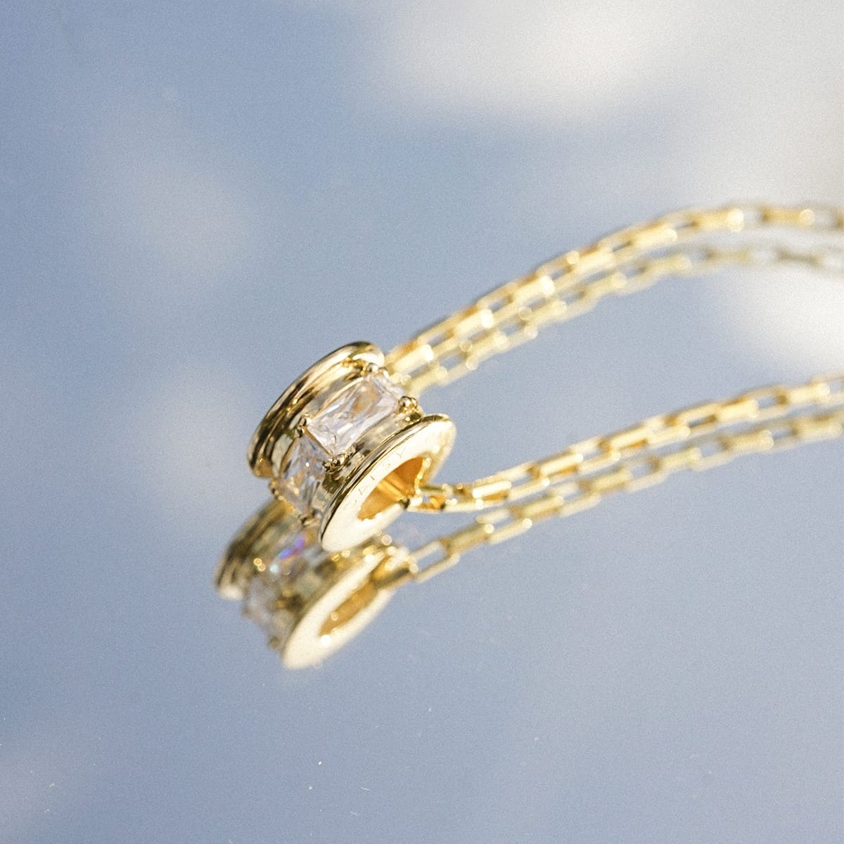 Polly Crystal Mini Hoop & Bead Necklace Set 18ct Gold Plate