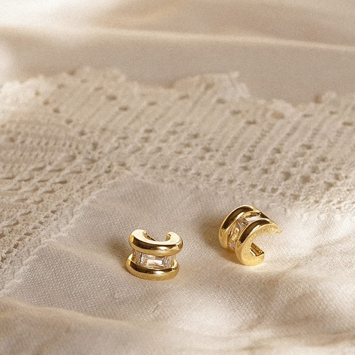 Polly Crystal Mini Hoop & Bead Necklace Set 18ct Gold Plate