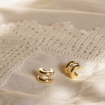 Polly Crystal Mini Hoop & Bead Necklace Set 18ct Gold Plate