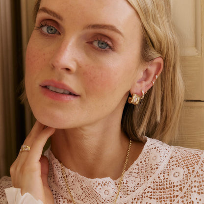 Polly Crystal Mini Hoop & Huggie Earring Stack 18ct Gold Plate