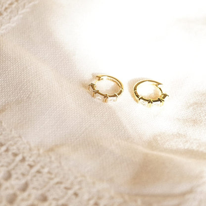 Polly Crystal Mini Hoop & Huggie Earring Stack 18ct Gold Plate