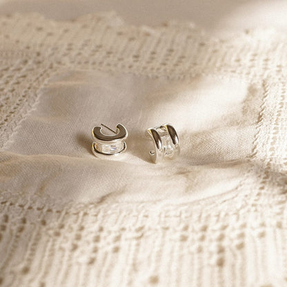 Polly Crystal Mini Hoop & Huggie Earring Stack Sterling Silver