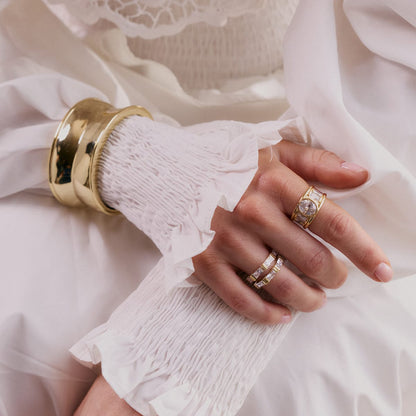 Polly Crystal Mixed Metal Ring Stack
