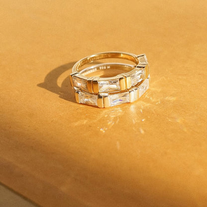 Polly Crystal Mixed Metal Ring Stack