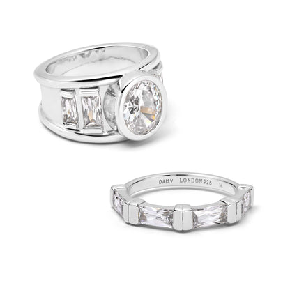 Polly Crystal Ring Stack Sterling Silver