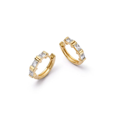 Polly Crystal Huggie Hoop Earrings 18ct Gold Plate