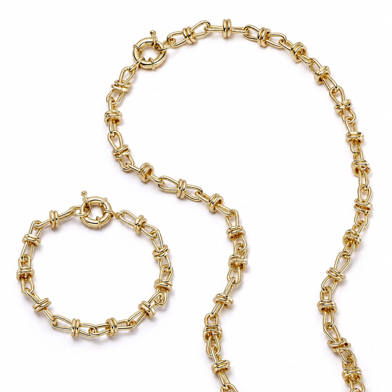 Polly Knot Chain Layering Set 18ct Gold Plate