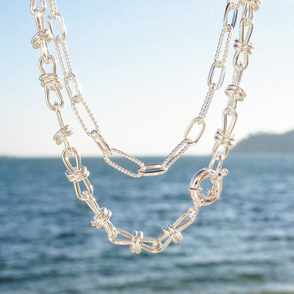 Polly Knot Chain Necklace Silver Plate