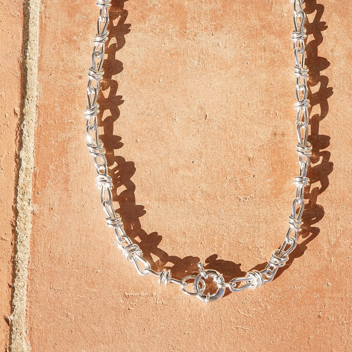 Polly Knot Chain Necklace Silver Plate