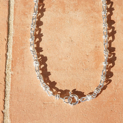 Polly Knot Chain Necklace Silver Plate