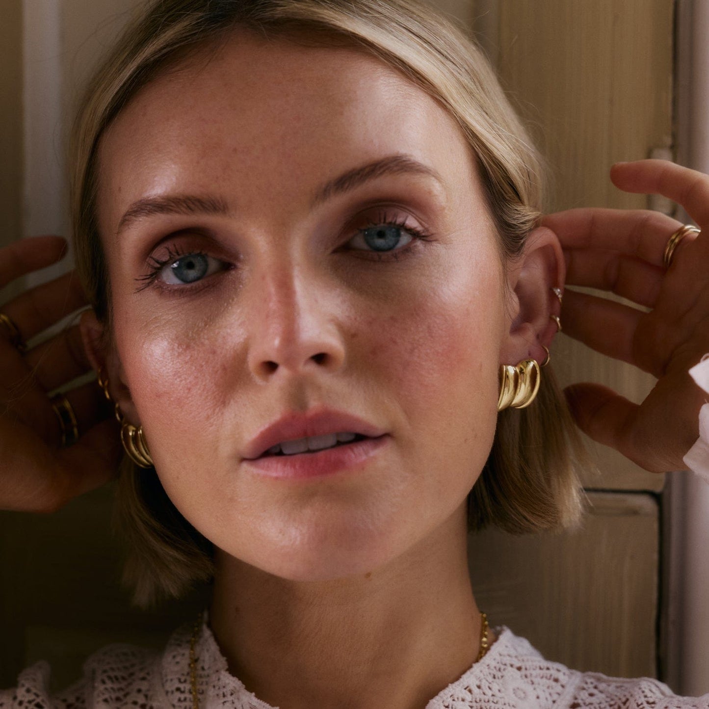 Polly Cuff Stud Earrings 18ct Gold Plate