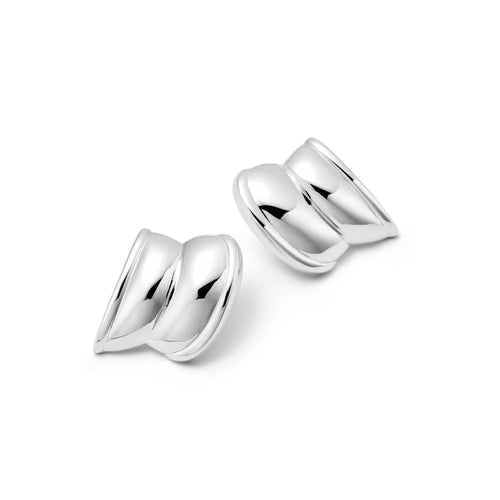 Polly Cuff Stud Earrings Silver Plate