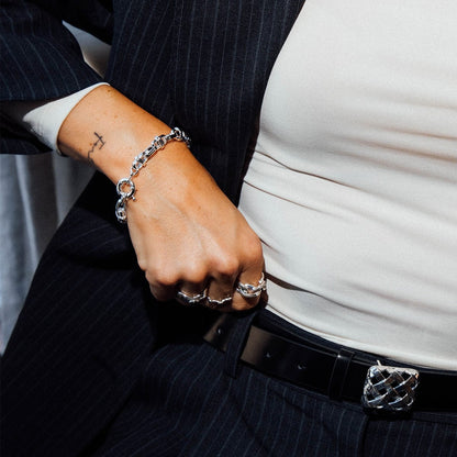Polly Lock Chain Bracelet Silver Plate