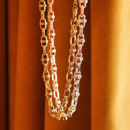 Polly Lock Chain Necklace Silver Plate