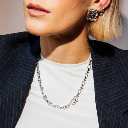Polly Lock Chain Necklace Silver Plate