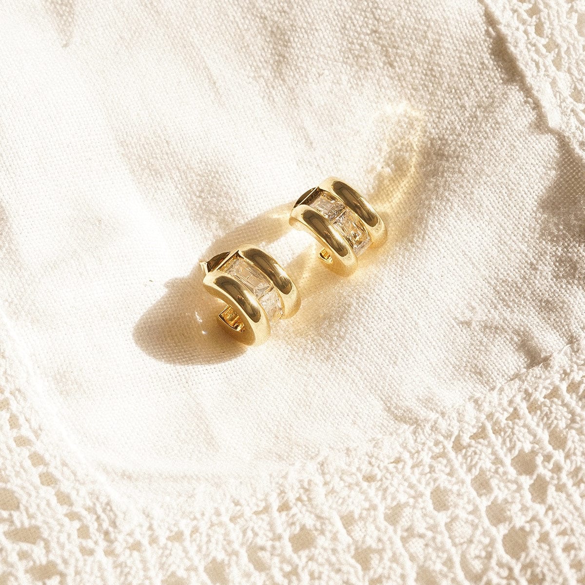 Polly Crystal Hoop Earrings 18ct Gold Plate